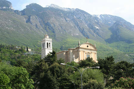 View of Malcesine on lake gardaの写真素材