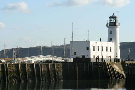 View of Scarborough lighthouse. North Yorkshire UKの写真素材