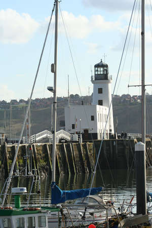 Scarborough Lighthouse in Yorkshire Great Britainの写真素材