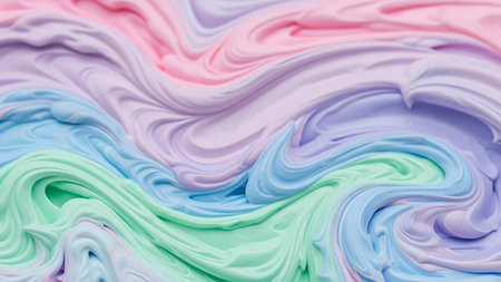 A vibrant abstract featuring swirly patterns in soft pastel colors of pink, purple, blue, and green, creating a dynamic and artistic texture. Clear details and vibrant colors enhance visual appeal. resolution use.の素材