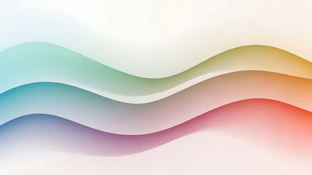 showcases a multicolored wavy gradient background with smooth curves and pastel hues, creating a soothing and calming visual effect. Clear details and vibrant colors enhance visual appeal. resolution use.の素材