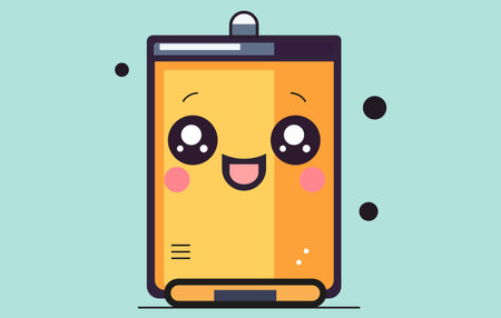Mobile phone with cute face. Vector illustration in flat cartoon style.のイラスト素材