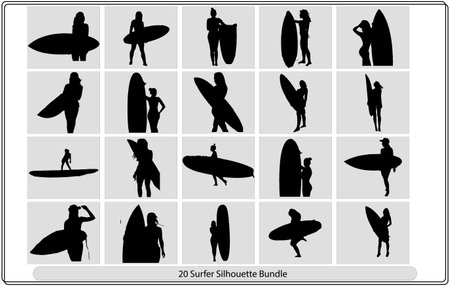 surfboard silhouettes. vector illustration. black and white.のイラスト素材