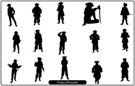 Set of silhouettes of people on a white background. Vector illustration.のイラスト素材