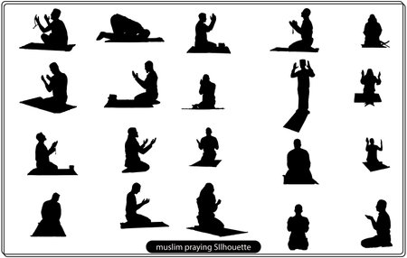 Buddha silhouette set. Vector illustration. Isolated on white background.のイラスト素材