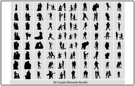 Silhouettes of people on a white background. Vector illustration.のイラスト素材