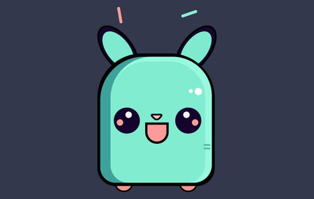 Vector cartoon illustration of cute monster. Isolated on dark background.のイラスト素材