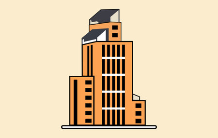 City building in flat design style. Vector illustration of a modern city.のイラスト素材