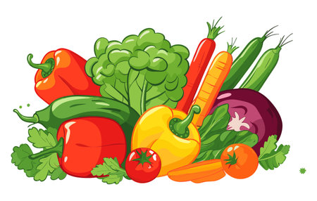Vegetables vector illustration isolated on white background. Vegetarian food.のイラスト素材