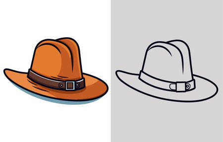 isolated pilgrim hat illustration. thanksgiving element vector, Pilgrim hat icon. Thanksgiving headdressのイラスト素材