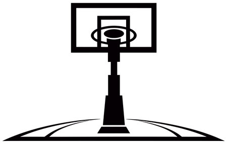 Basketball Court Flat Vector Icon,Basketball court vector black line illustration isolated whiteのイラスト素材