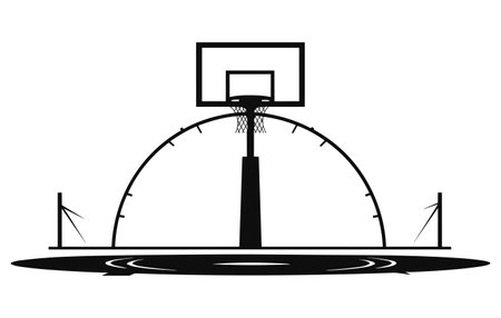 Basketball Court Flat Vector Icon,Basketball court vector black line illustration isolated whiteのイラスト素材