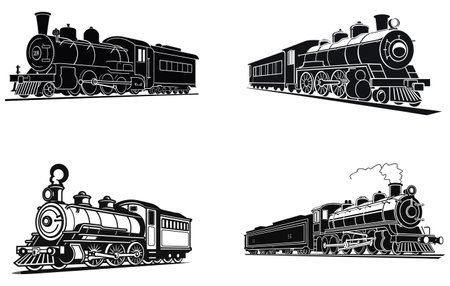 Vintage steam train,Retro train, vintage emblem transport Vector illustration,のイラスト素材