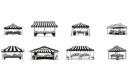 Street stall silhouette, Street stall vectorのイラスト素材