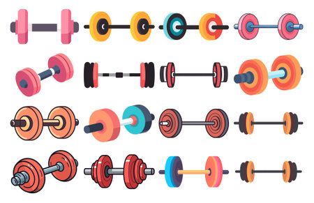 Flat Dumbbell Icon, Gym Fitness elements vector illustration.のイラスト素材