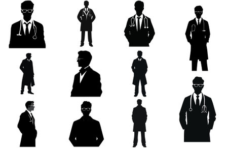 Doctor activity silhouette vector, Doctor activity concept .のイラスト素材