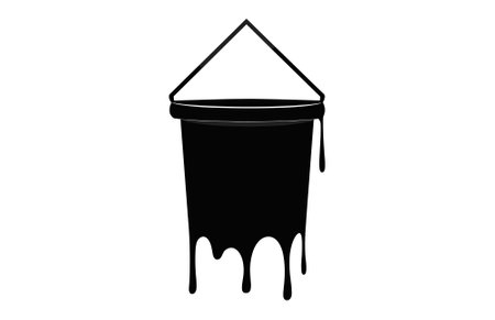 Paint Melting Bucket silhouette, Paint Bucket Icon Flat Graphic Designのイラスト素材