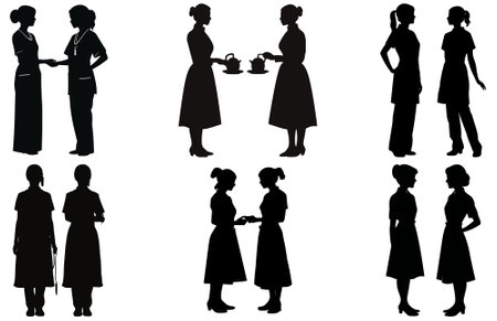 Nurse female silhouettes, nurses hospital workers silhouettesのイラスト素材