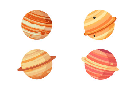 Jupiter planet space illustration set, Jupiter planet vector setのイラスト素材