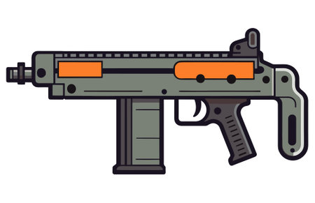 Submachine gun vector, submachine machine hand gun weapons stock vector illustrationのイラスト素材