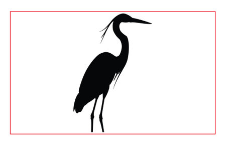 Heron Birds silhouette illustration set, Silhouette of standing Heronのイラスト素材