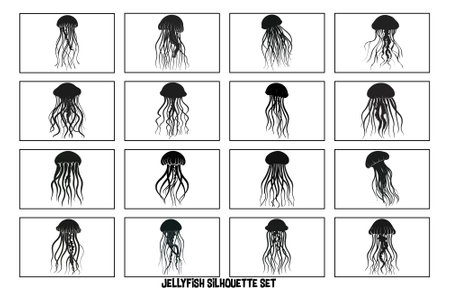 Silhouette of jellyfish, Jellyfish design illustrationのイラスト素材
