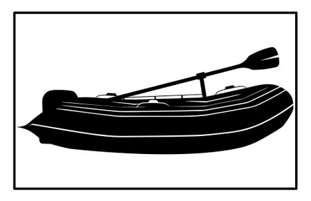 Rubber boat Silhouette, Rubber boat illustration isolated on white backgroundのイラスト素材