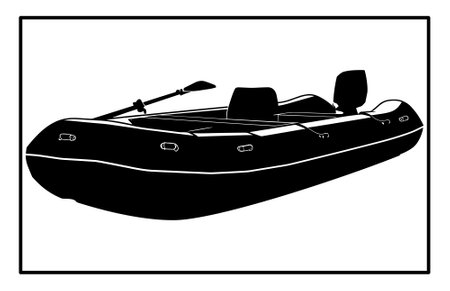 Rubber boat Silhouette, Rubber boat illustration isolated on white backgroundのイラスト素材