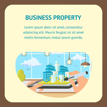Business Property Flat Vector Banner Template Isometric 3d
