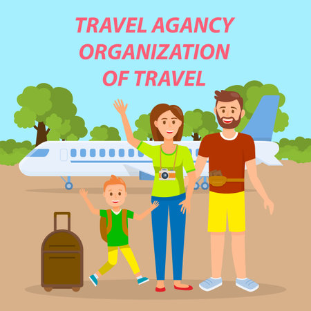 Family Traveling By Plane Social Media Banner Travel Agency
