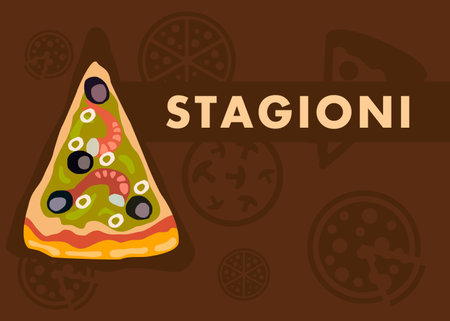 Stagioni Pizza Web Banner Vector Cartoon Template Four Seasons