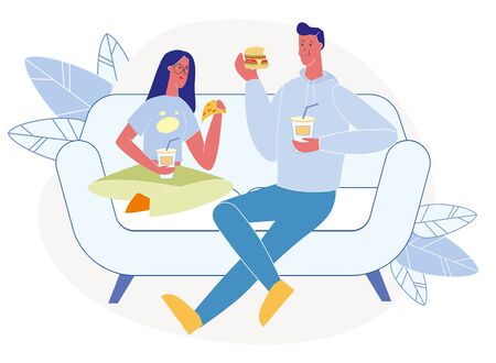 Tasty Dinner At Home Flat Vector Illustration Girlfriend And