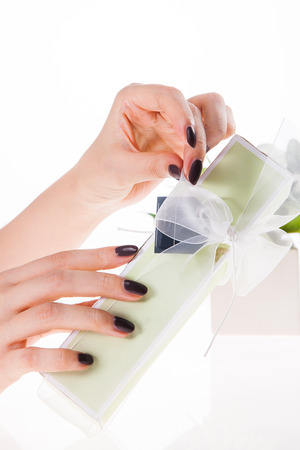 a woman's nail, designed with nail artの写真素材