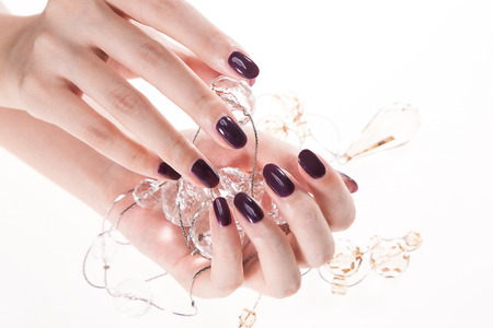 a woman's nail, designed with nail artの写真素材