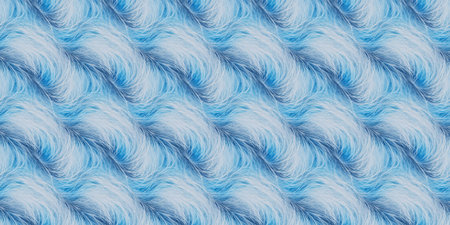 Blue feathers seamless pattern. Textile background. 3D illustration.