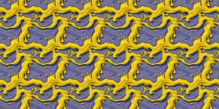 Seamless pattern of yellow and blue waves on a blue background