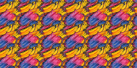Seamless pattern with bright multicolored brushstrokes. Hand-drawn illustration.