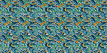 Seamless pattern with abstract waves of blue and yellow colors.