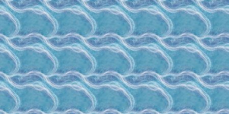 Seamless pattern of blue waves on a light blue background.