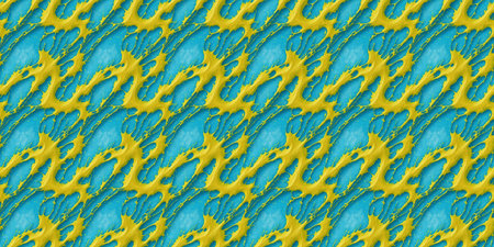 Seamless pattern of yellow wavy lines on a blue background