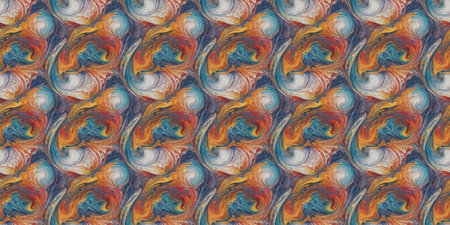 Seamless pattern with colorful abstract swirls. Hand-drawn illustration.