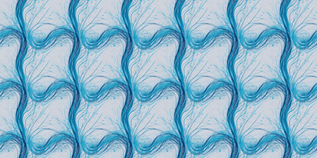 Seamless pattern with blue wavy lines. Textile design.