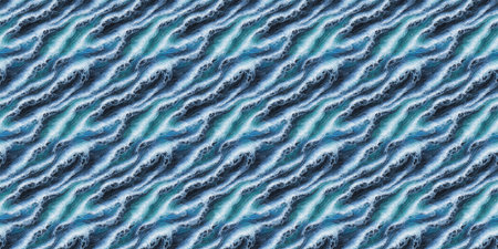 Seamless pattern with blue waves. Hand-drawn illustration.