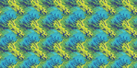 Seamless abstract pattern in blue, yellow and green tones.