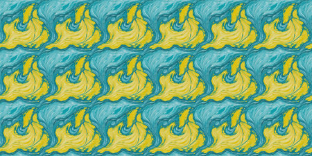 Seamless pattern with yellow and blue waves. Vector illustration.