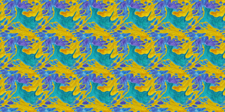 Seamless watercolor pattern with blue, yellow and purple colors.