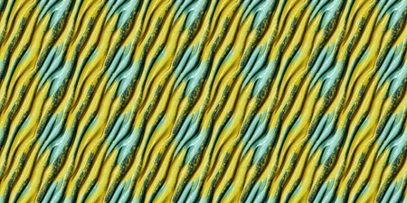 Seamless pattern with yellow and blue wavy stripes. Abstract background.