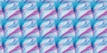 Seamless pattern with abstract blue and purple feathers on white background