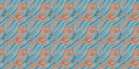 Seamless pattern with blue and orange waves. Abstract background.