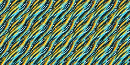 Seamless pattern with abstract wavy lines in blue and yellow colors